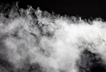 White smoke on a black background. Texture