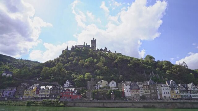 city of Cochem, Germany with medieval castle ontop of hill