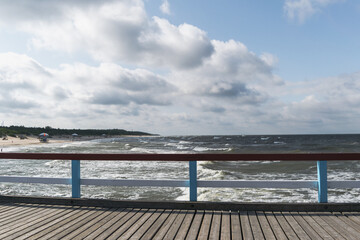 Fototapeta na wymiar Light storm on the Baltic Sea off the coast of Paganga, Lithuania.