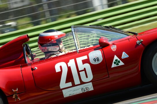 Imola, 21 April 2018: Unknown drive Alfa Romeo 33 'Periscopica' Spider during Motor Legend Festival 2018 at Imola Circuit in Italy.
