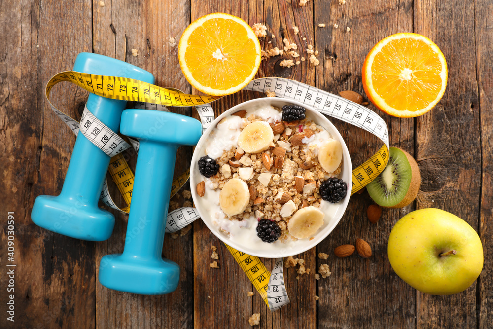 Canvas Prints health food concept- cereal with dairy and fruits