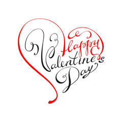 Happy Valentines Day calligraphic greeting card