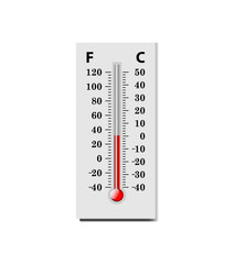 Thermometers icon. Celsius and Fahrenheit thermometer. Flat. Vector illustration