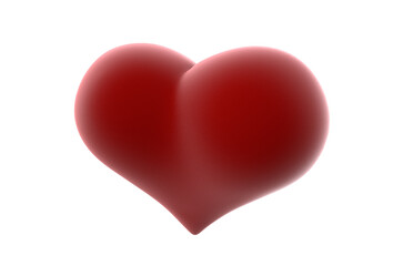 Valentines heart 3D render - -modern concept digital illustration of a soft red heart. Valentines concept illustration