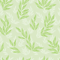 Naklejka na ściany i meble Foliage seamless pattern. Leaves background. Green background with leafs. 