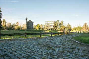 Calle empedrada en el parque