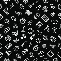 Seamless PAttern Doodle Drawn Collection Sport Hockey Dumbbell Cup Bicycle Medal Sketch Vector Design Style Background Healthy Lifestyle Fitness Illustration Icons