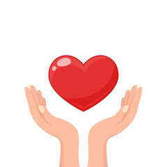 Hands holding heart. Concept of volunteering, charity and donation. Give and share your love