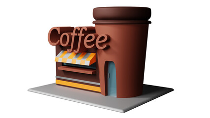 coffee shop abstract white background 3D render