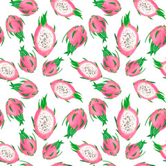 seamless pattern with dragon fruit