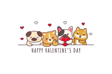 Cute dog drawing happy valentines day doodle