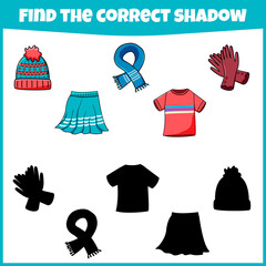 Educational game for children. Find the correct shadow. Mini-game for children.