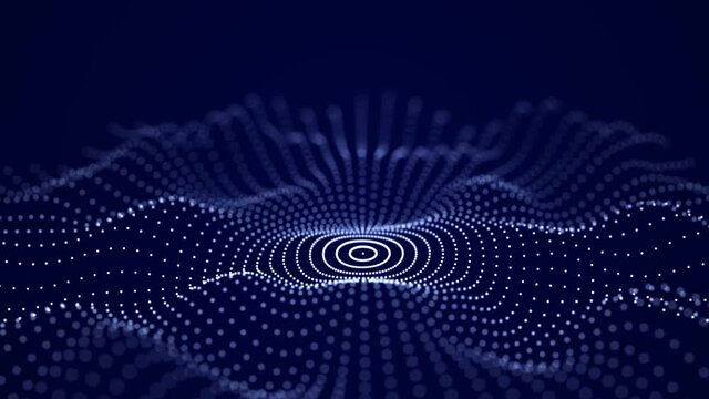 Abstract blue futuristic background. Big data visualization. Digital dynamic wave of particles. 3D rendering.