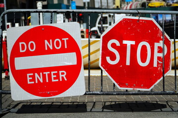 Do not enter sign in a city and stop.  