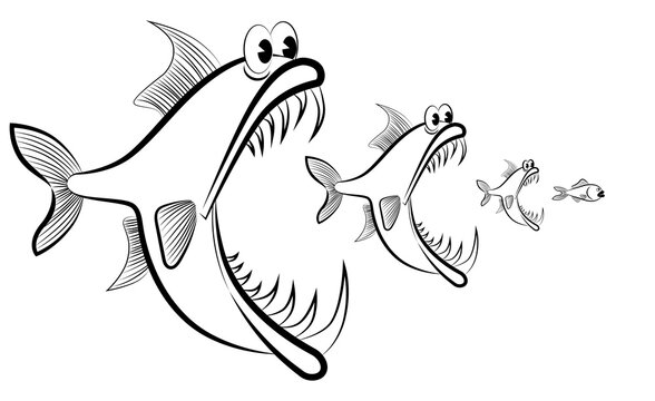 Abstract image of fish hunting each other