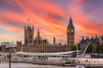 The Big Ben The Palace and the Bridge of Westminster in London at sunset - the United Kingdom Big...