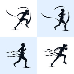 Set of Sprint Running Athletics Marathon logo design template