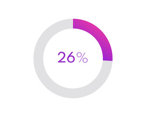 26 percent pie chart. Circle diagram business illustration, Percentage vector infographics