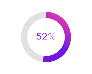 52 percent pie chart. Circle diagram business illustration, Percentage vector infographics