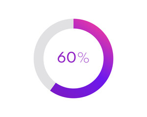 60 percent pie chart. Circle diagram business illustration, Percentage vector infographics