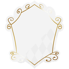 エンブレムフレーム　ホワイト＆ゴールド　一部にダイヤパターン