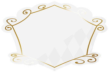 エンブレムフレーム　ホワイト＆ゴールド　一部にダイヤパターン　横位置