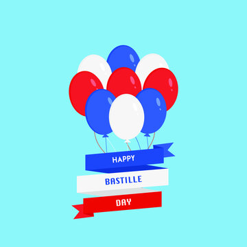 This is a card with a balloon and tape for French National Day, July 14, Bastille Day.