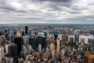 New York City. Wonderful panoramic aerial view of Manhattan Midtown Skyscrapers - obrazy, fototapety, plakaty