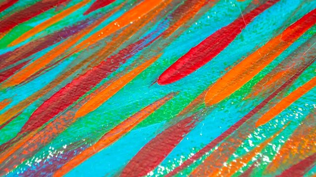 Bright varied art background of colored lines of brush strokes made paint