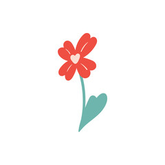 Doodle color flowers. Happy valentines day and weeding design elements. Vector illustration.