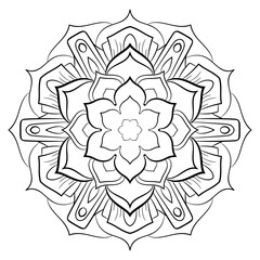 Contour mandala for color book. Monochrome illustration. Symmetr
