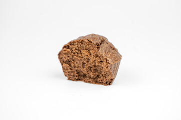 Homemade chocolate brown muffins isolated on white background