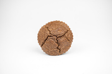 Homemade chocolate brown muffins isolated on white background