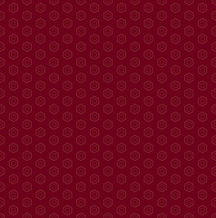 Subtle golden minimalist vector seamless pattern. Simple delicate geometric texture with small linear hexagons. Modern luxury red and gold minimal background. Repeat design for decor, wallpaper, print
