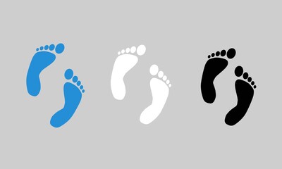 set of Foot print icon vector illustration, Walking icon vector. blue, black and white