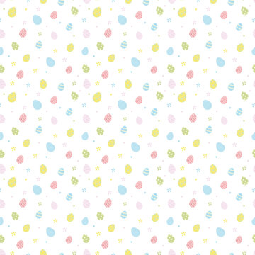 seamless pattern with eggs and flowers