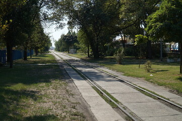 The railway, which is laid along the embankment 