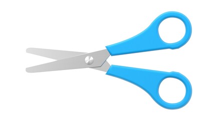 Blue scissors isolated on white background. Open. 3d illustration.