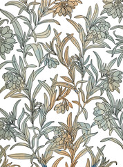 Trendy abstract pattern with floral pattern leaves