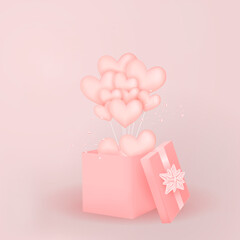 gift coral box with hearts