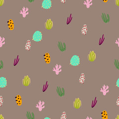 Bright underwater seamless pattern with beautiful corals.