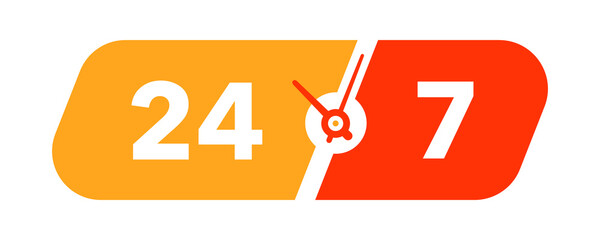 24 7 open service concept. Online support call center. round-the-clock work of the store or supermarket.