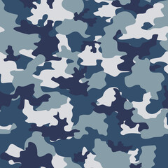 
Camouflage seamless blue pattern. Repeat printing. Classic vector background.