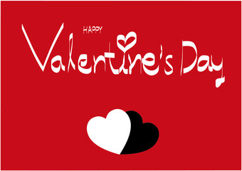 White happy valentines day word written on bright red background Two hearts, white and black, represent the perfect difference