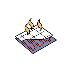 Underfloor heating color line icon. Pictogram for web page, mobile app, promo.