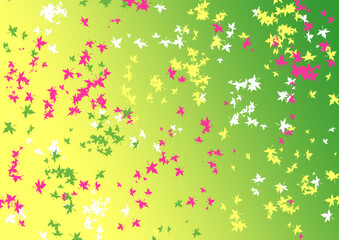 Seamless colorful pattern of leaves on a gradient background—fabric design suitable for ladies dupattas, skirts, sarees, shirts, scarves, Kurtis, and curtains. It can also be used as wallpaper.