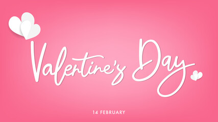 Valentines Day typography  with handwritten calligraphy on Pink background. Vector Illustration EPS 10