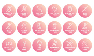 Natural, organic, eco, bio product badges, no additives
