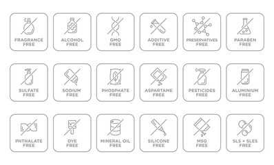 Natural, organic, eco, bio product badges, no additives