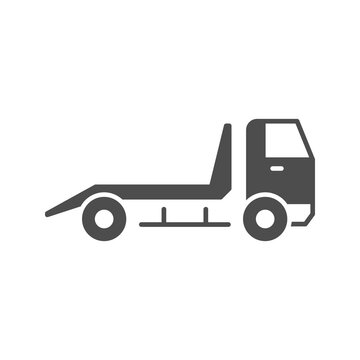 Tow truck glyph icon or emergency car sign